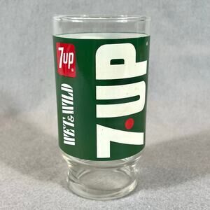 Vintage 1970's 7 Up Drinking Glass Wet and Wild The Uncola 12 oz